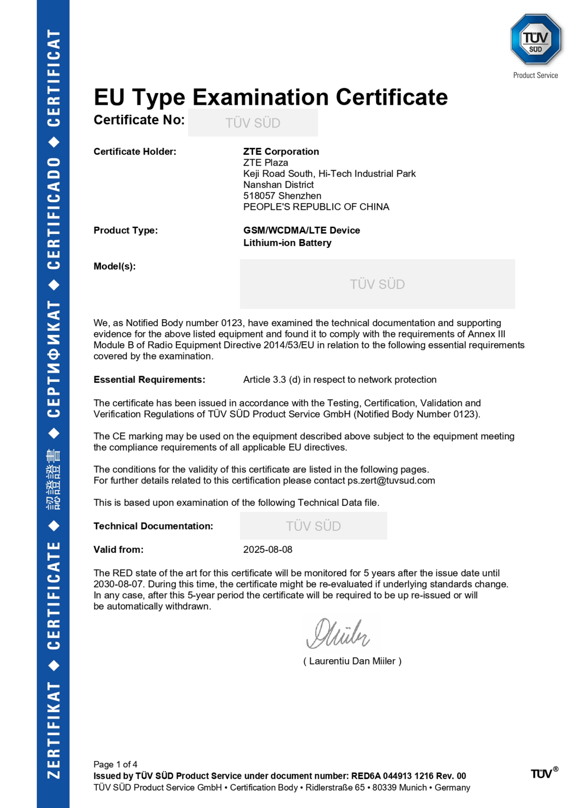 中興通訊此次獲得的TüV南德RED DA網(wǎng)絡(luò)安全認(rèn)證證書